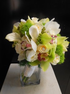 Tara's Bridal Bouquet with white callas and cymbidium orchids